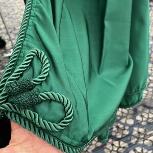 RARE Banquet Tablecloth-Custom made, Green Moire designer fabric with braiding.
